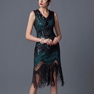 NWOT dark green sequined 40s dress